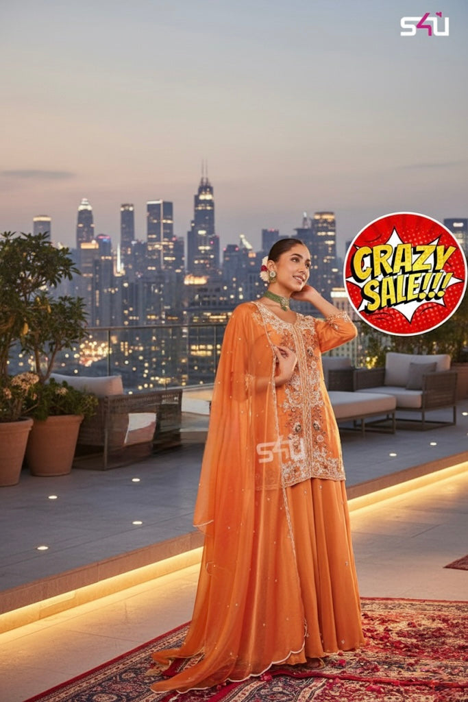 Beautiful designer long top lengha suit