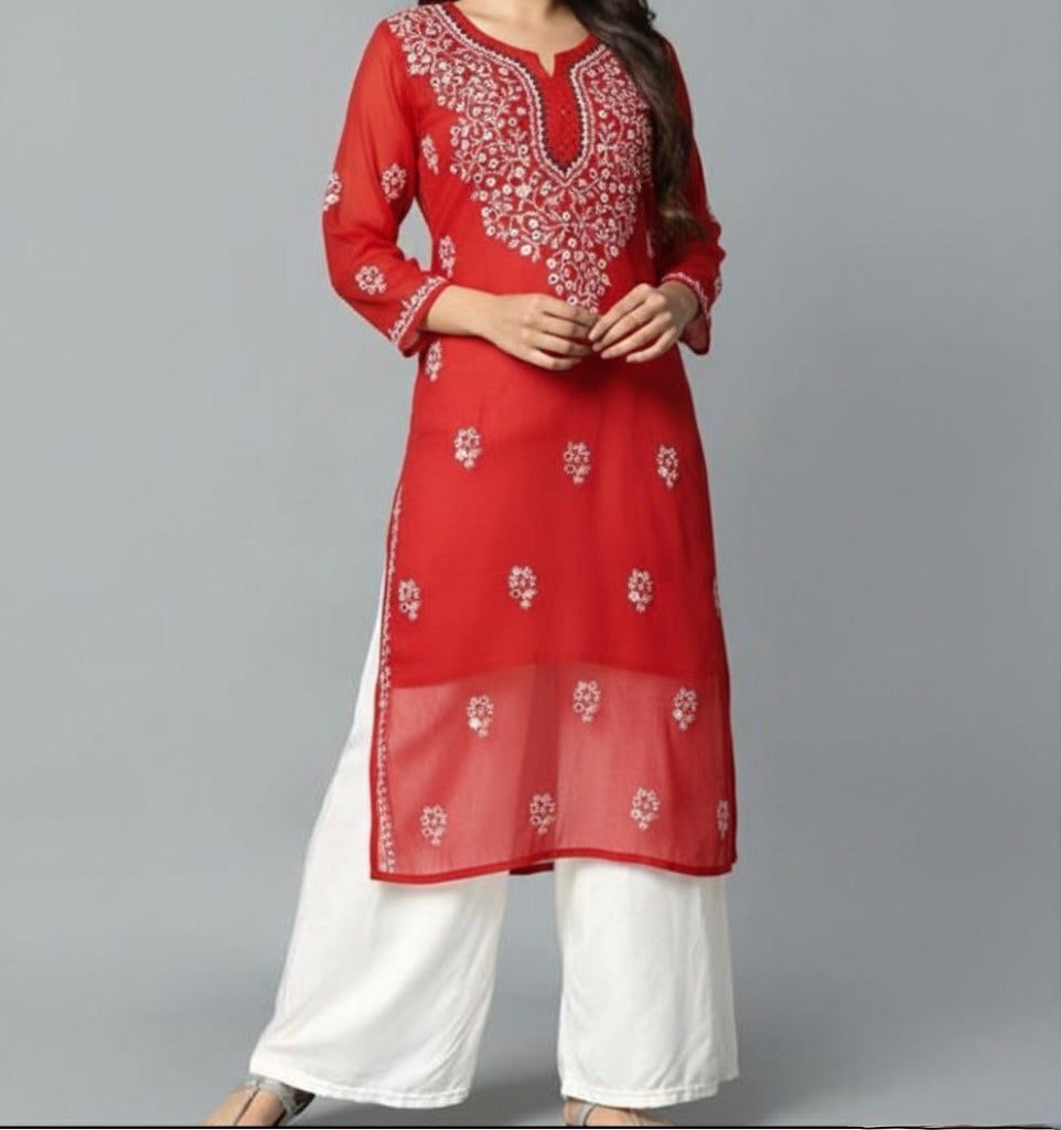 Beautiful designer lucknowi Embroidery Kurti with plazo