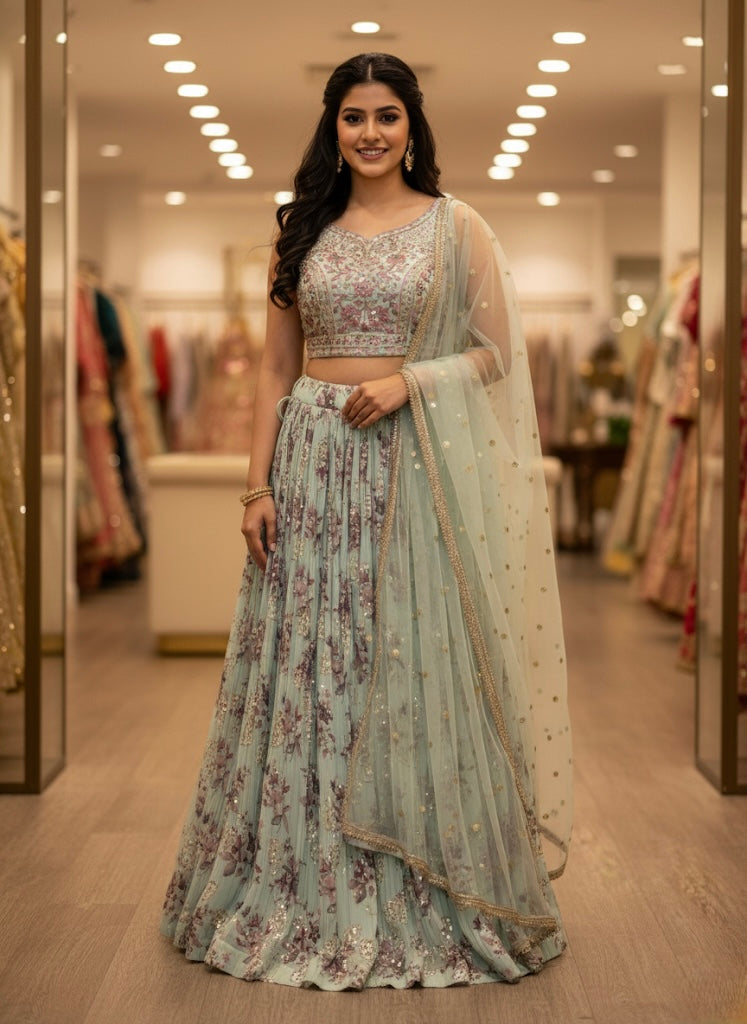 Beautiful designer floral lengha choli