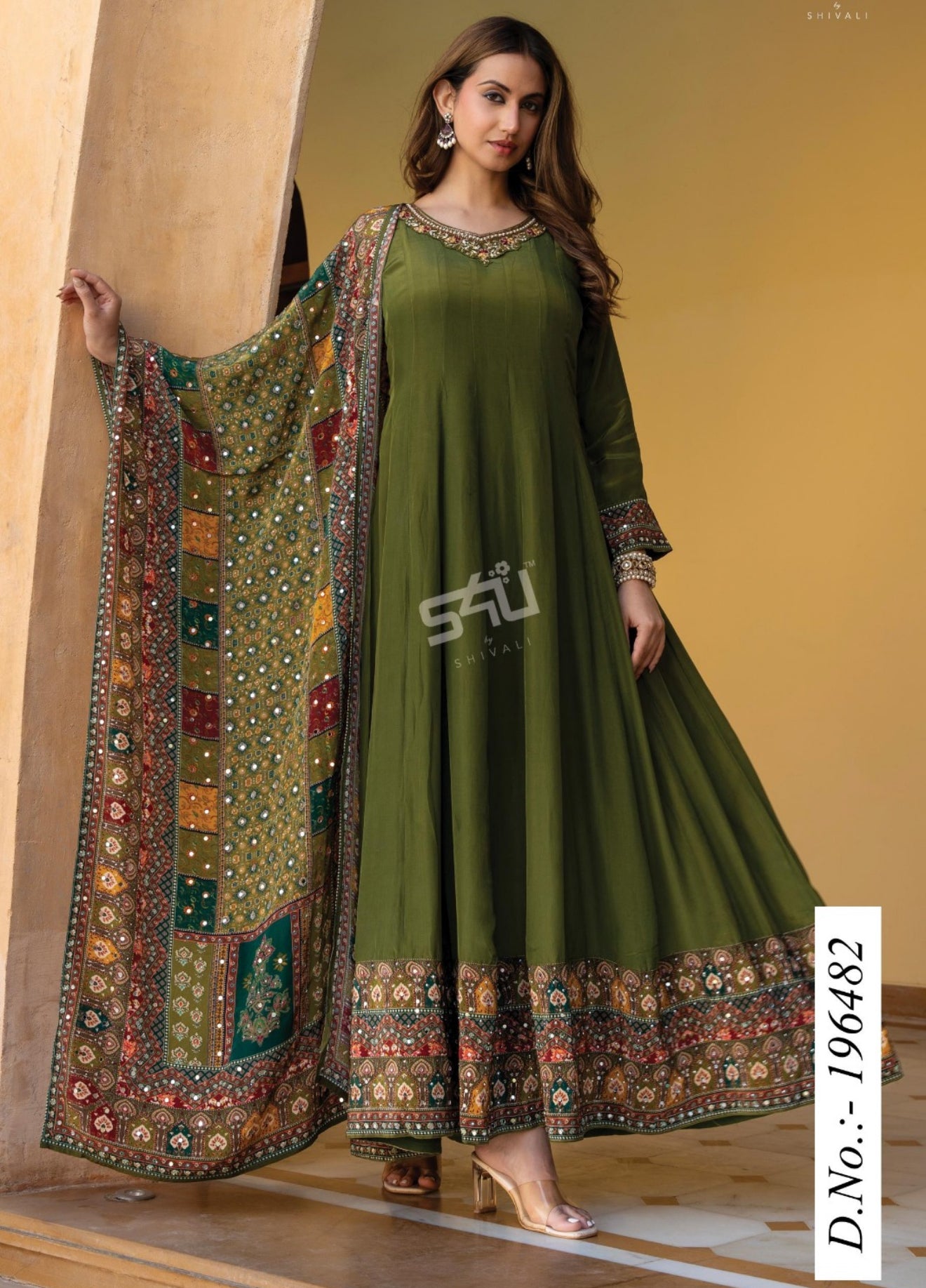 Beautiful designer gown with Pakistani dupatta