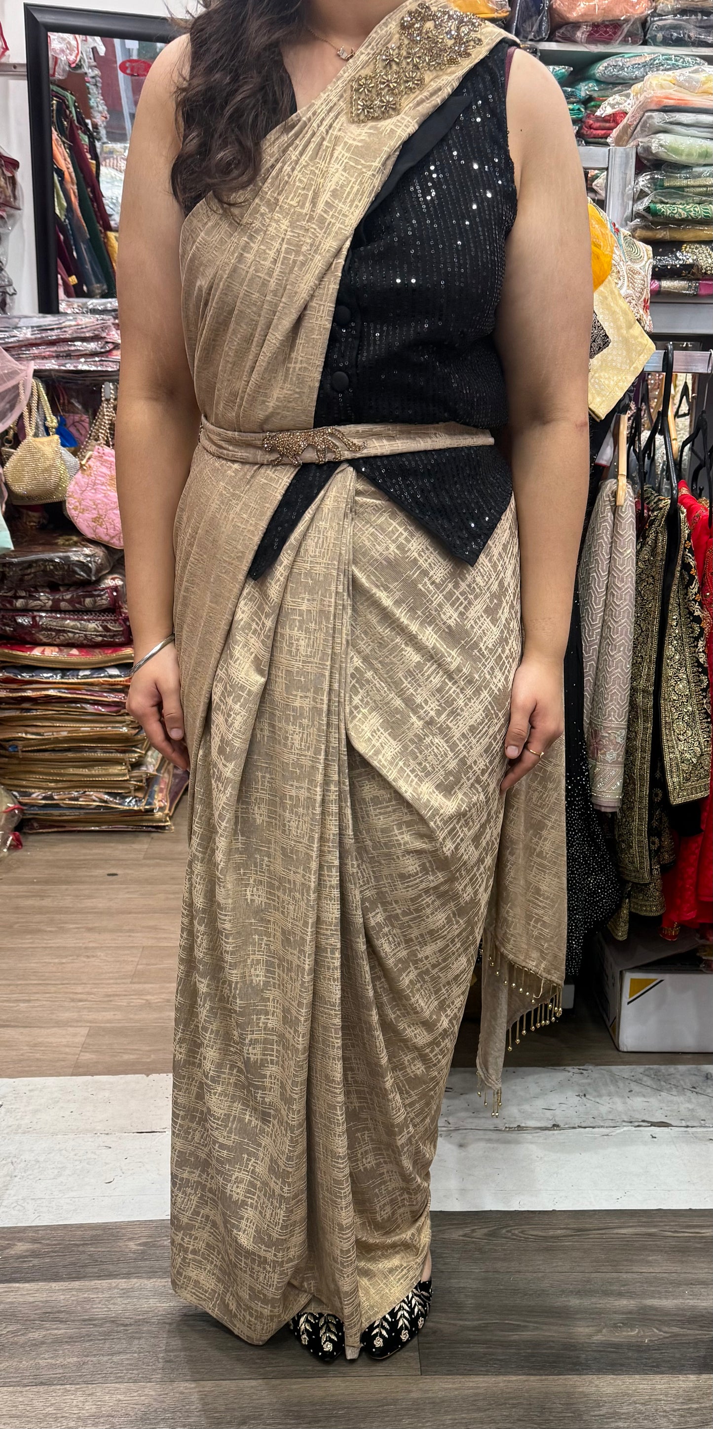 Beautiful designer ready to wear saree with readymade blouse