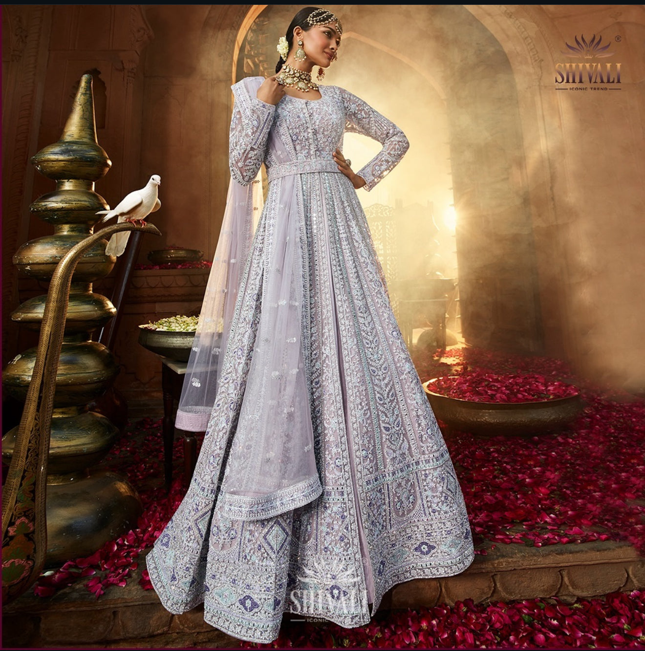 Beautiful designer heavily embroidered gown style anarkali