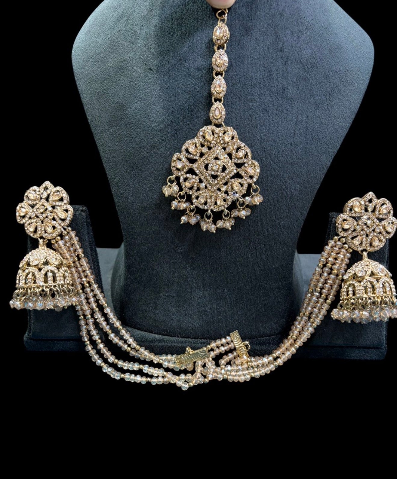 Beautiful designer bahubali earrings with tikka