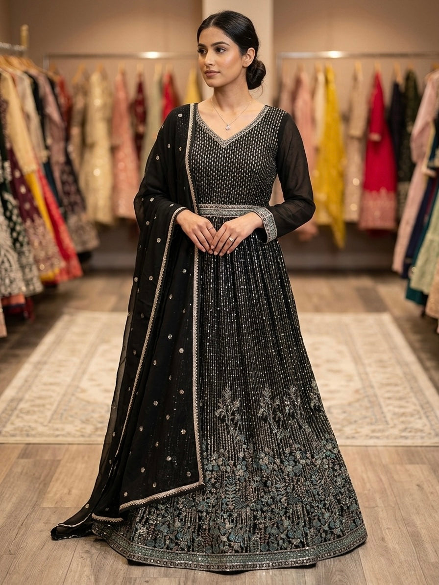 Beautiful designer gown style anarkali suit