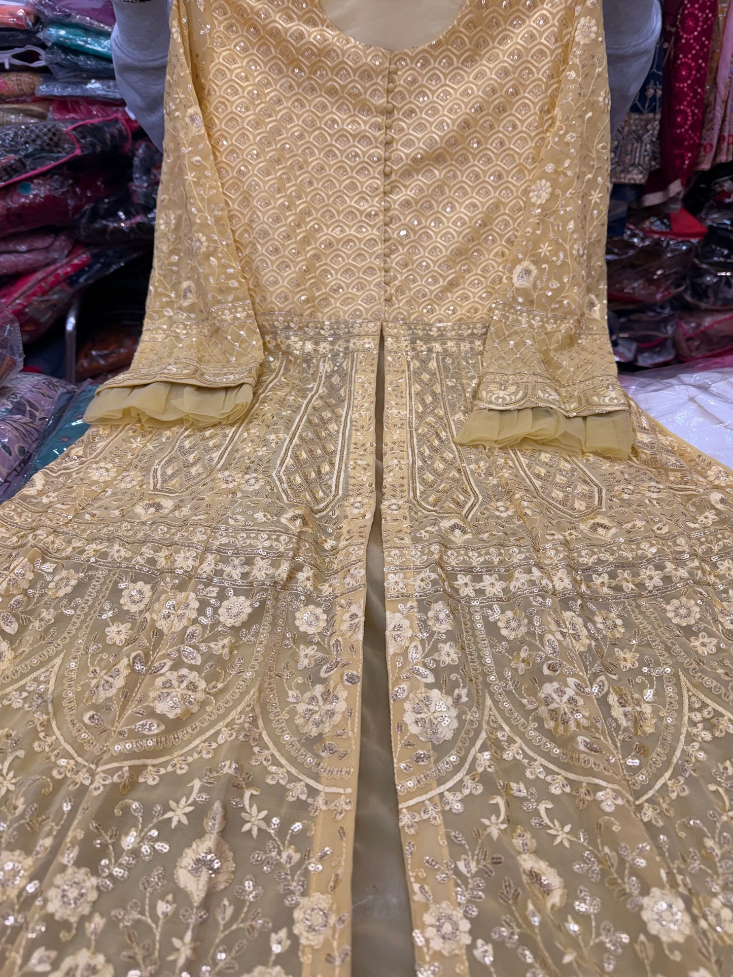 Beautiful designer fully embroidery front open Kurti