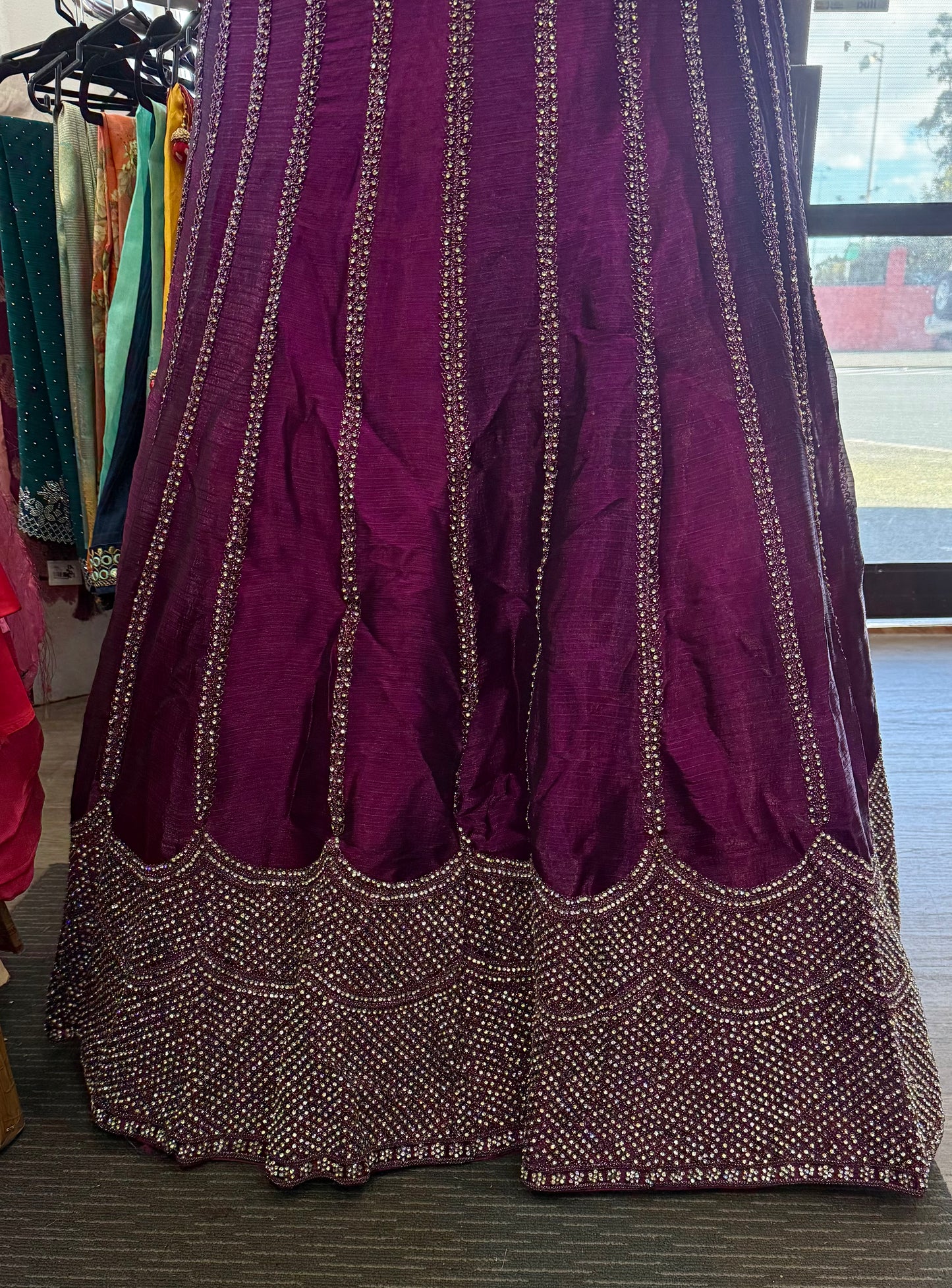 Beautiful designer heavily embroidery plus size Jimmy Choo semi stitch lengha