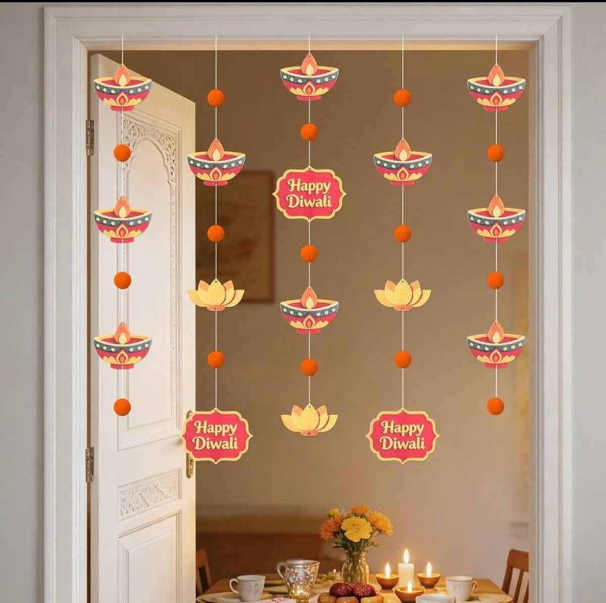 HAPPY DIWALI Party Decoration Backdrop Wall Hanging Entrance Hanging Decor Set