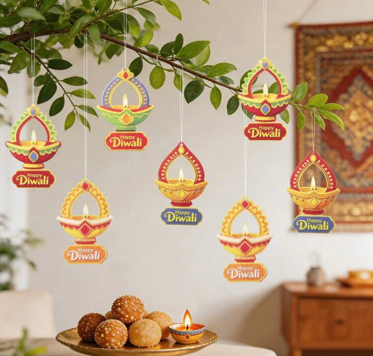 HAPPY DIWALI Party Decoration Backdrop Wall Hanging Entrance Hanging Decor Set