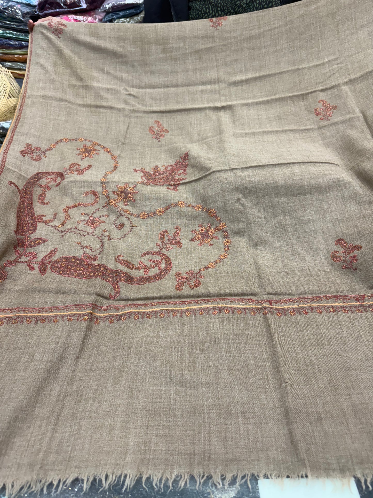 Beautiful designer Kashmiri embroidered pure pashmina shawl