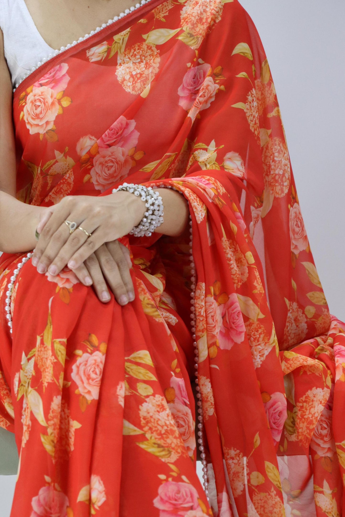 Beautiful designer weightless floral printed gorgeous look saree