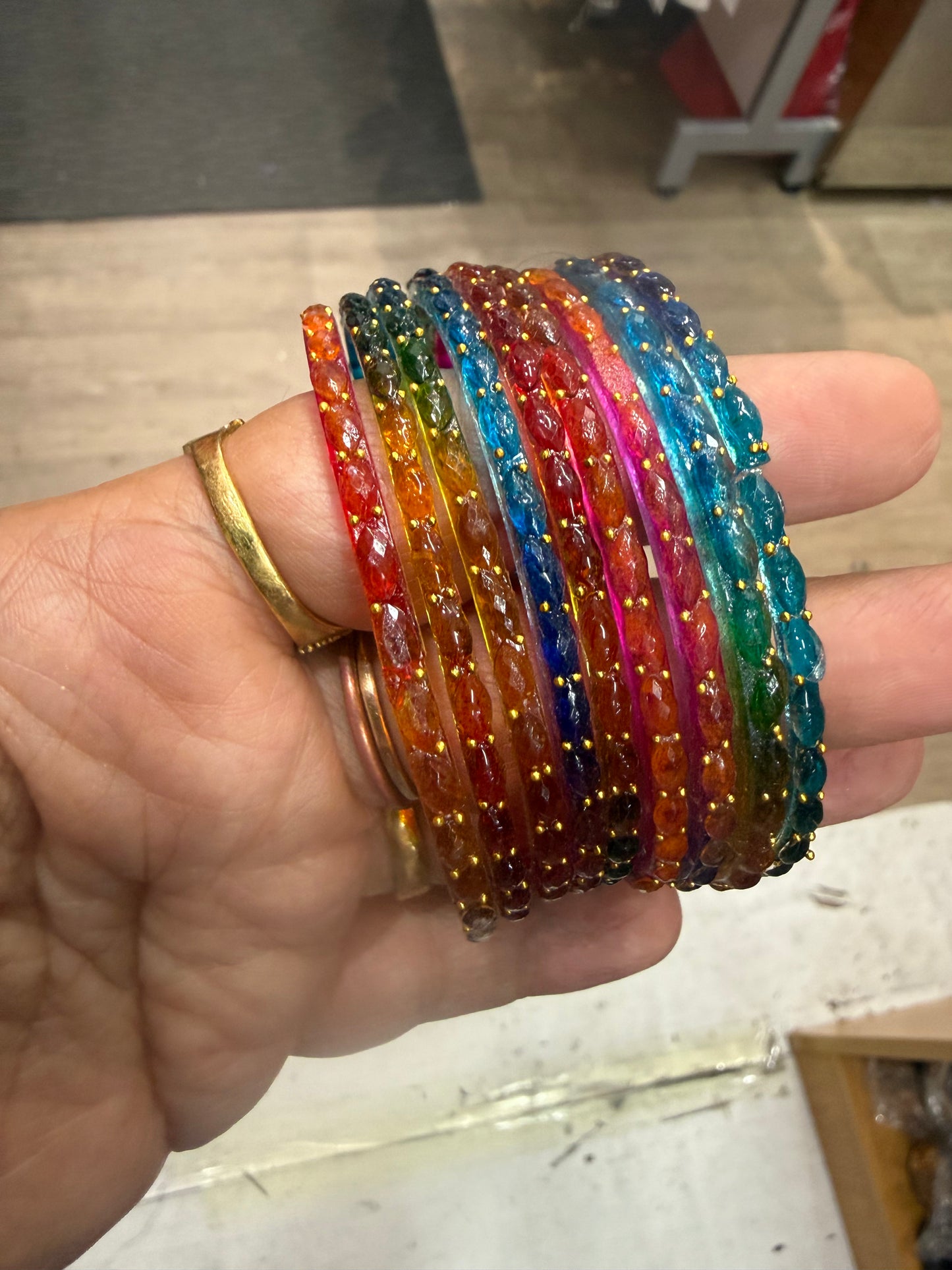 Beautiful designer multicolor raindrop bangles set