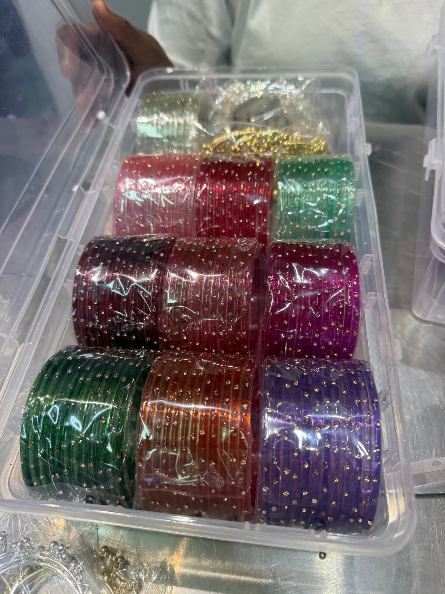 Beautiful designer glass bangles set with Kashmiri bangles