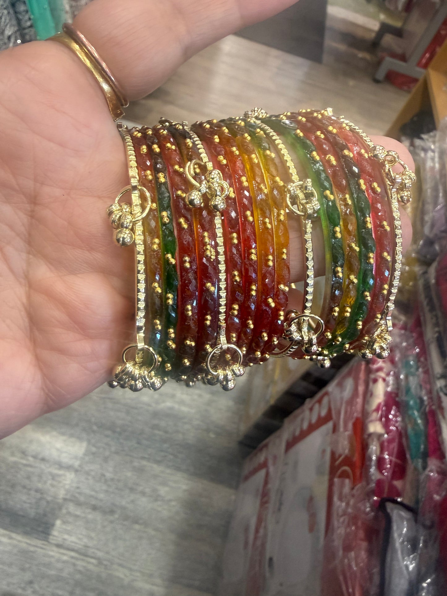 Beautiful designer multicolor raindrop bangles with Kashmiri bangles
