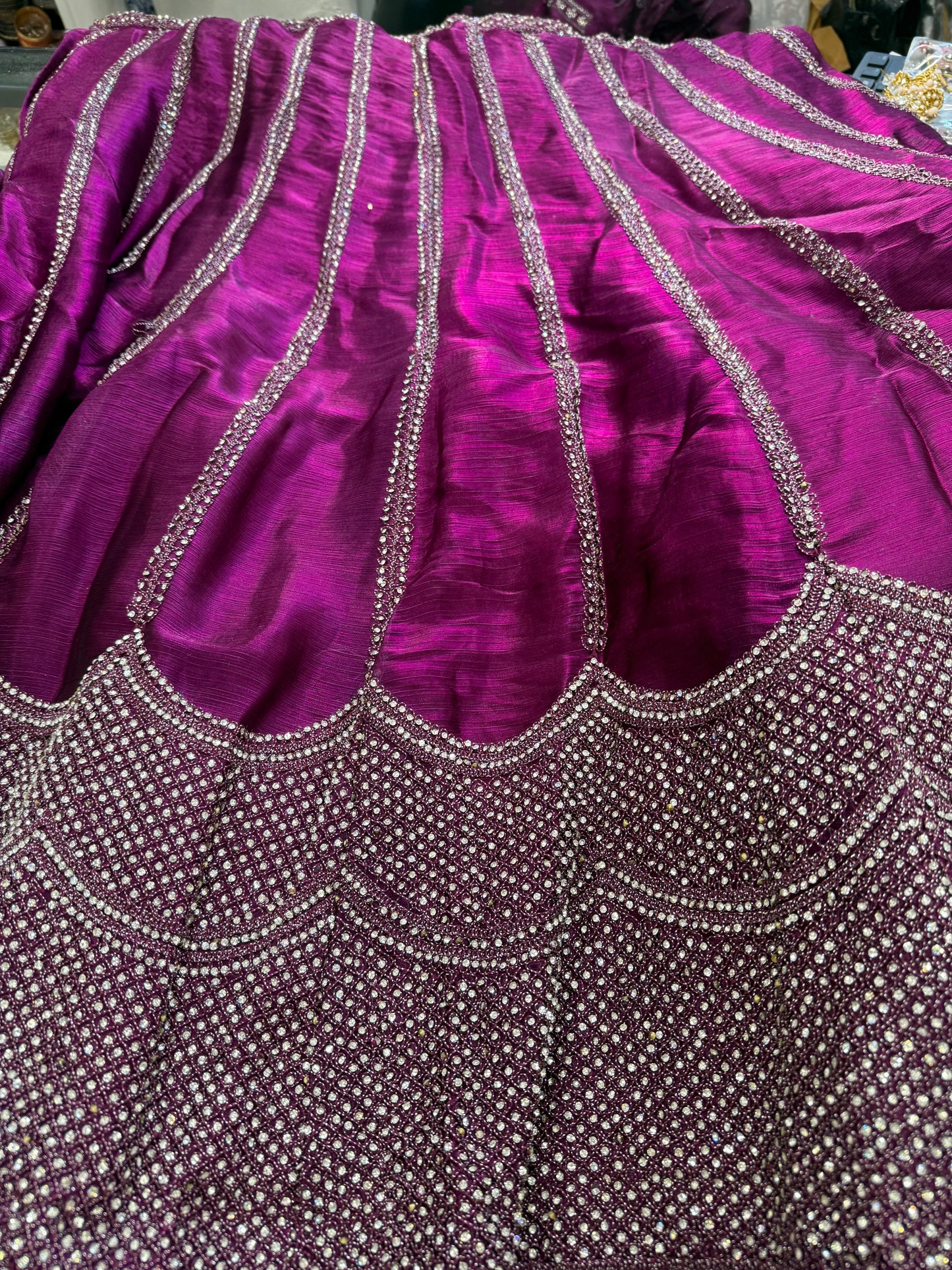 Beautiful designer heavily embroidery plus size Jimmy Choo semi stitch lengha