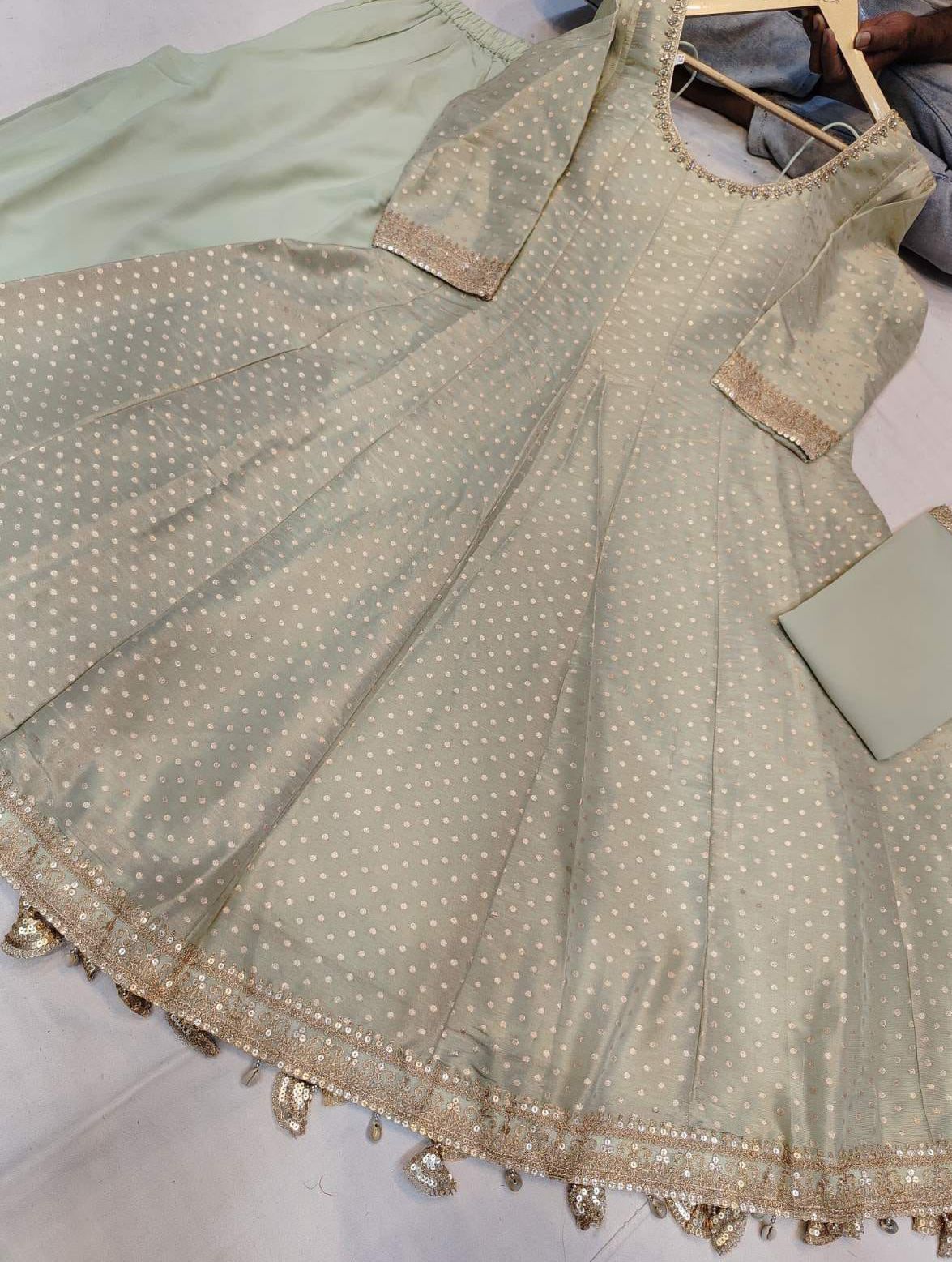 Beautiful designer flare top plazo suit