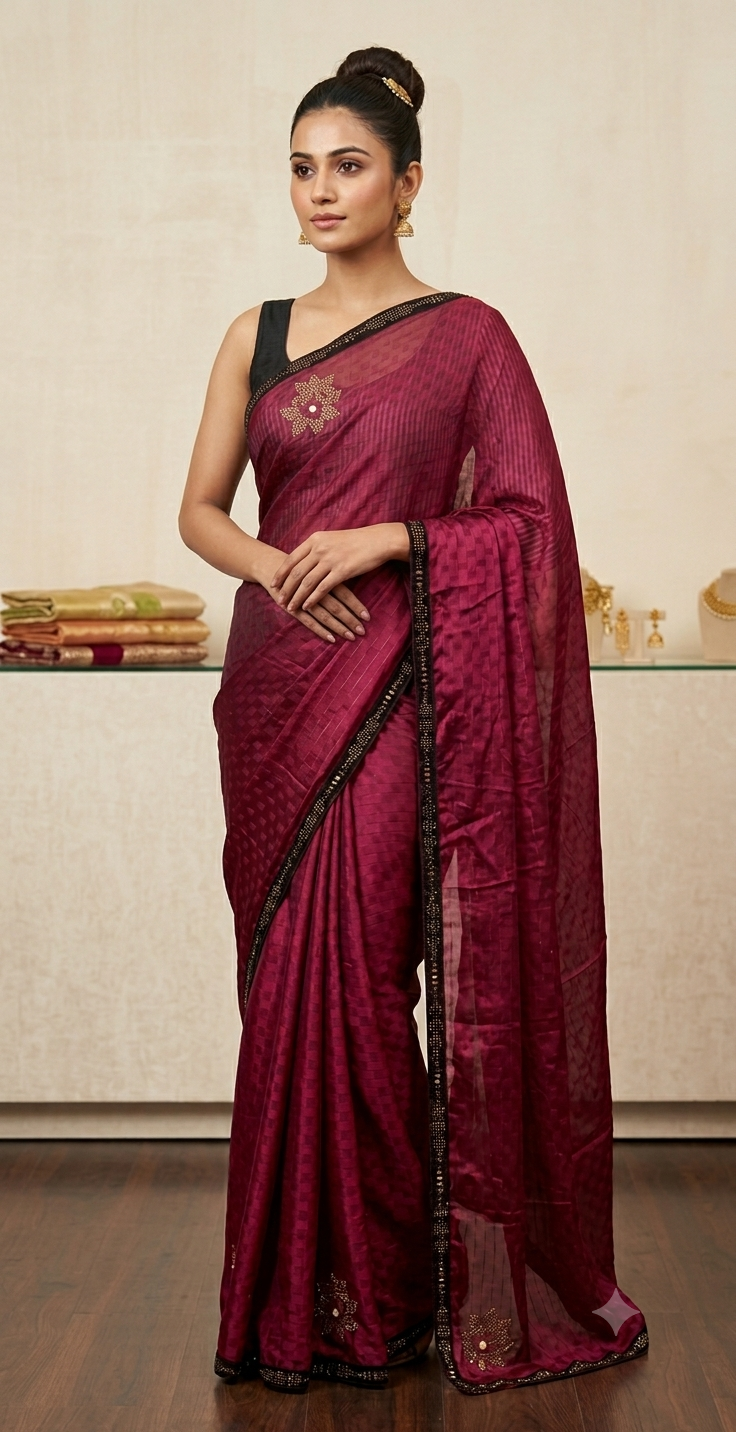 Beautiful designer saree with blouse combo