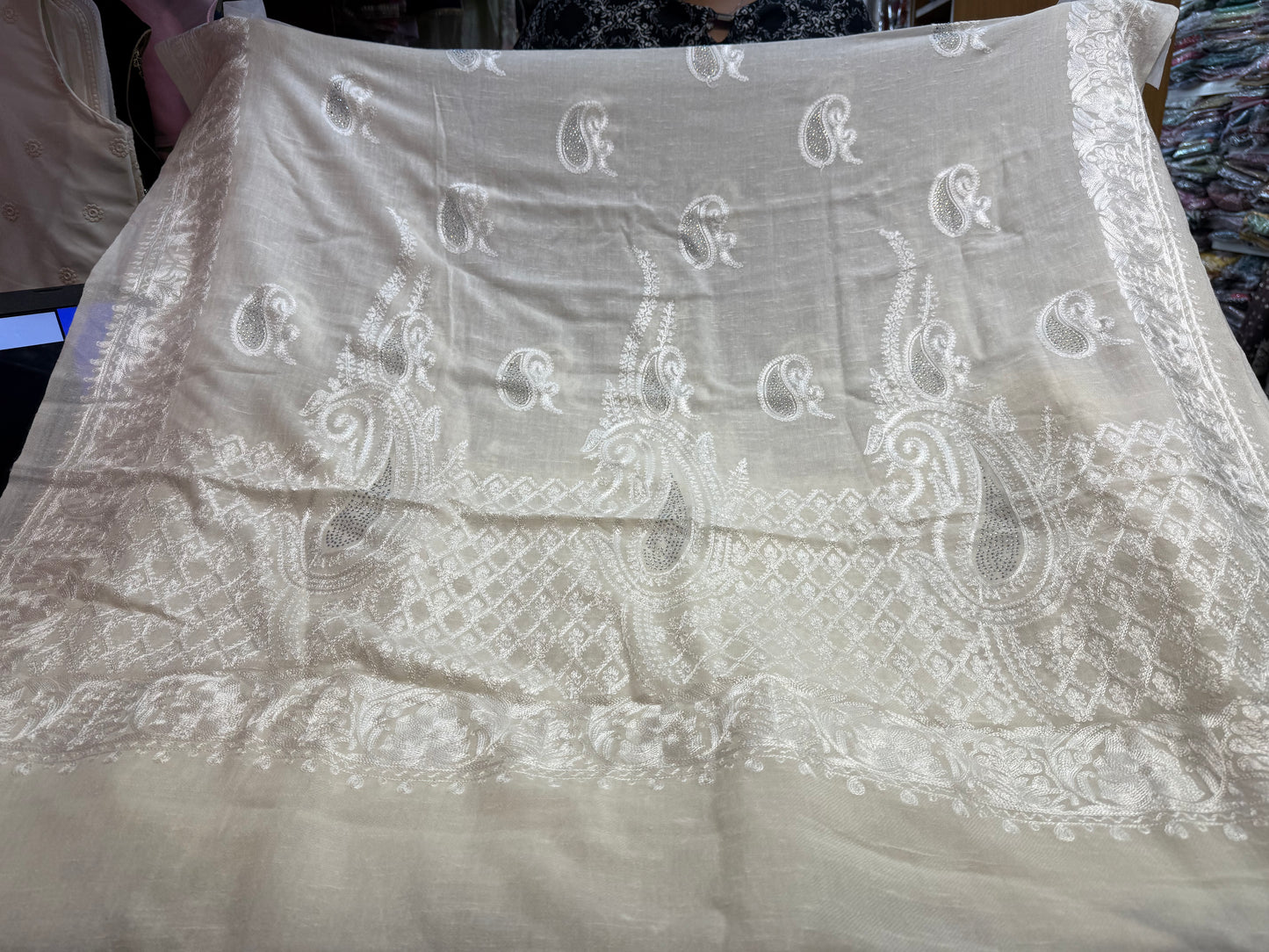 Beautiful designer pure pashmina hand embroidered Kashmiri shawl