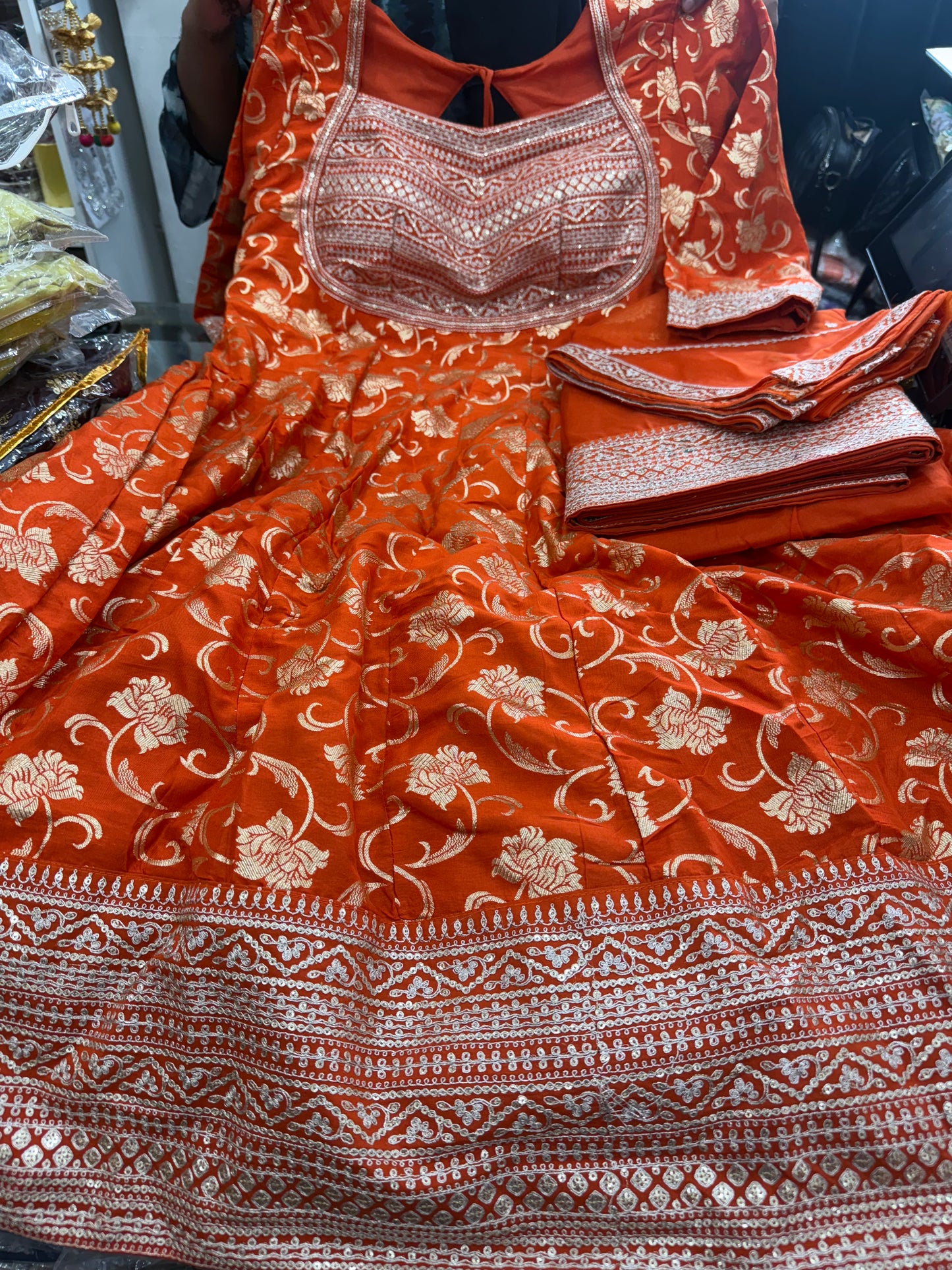 Beautiful designer long flare top with plazo