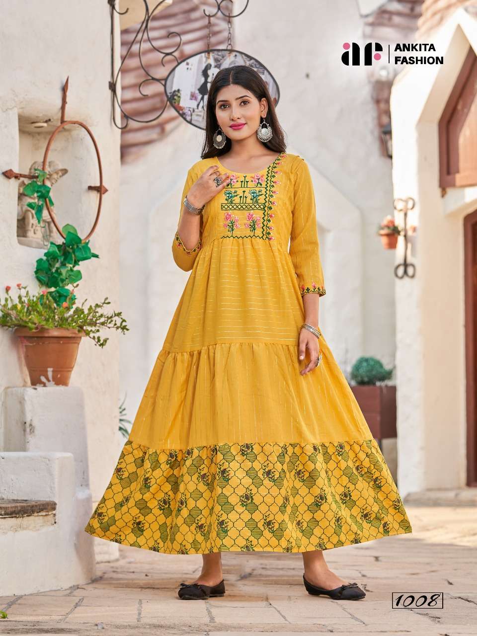 Beautiful designer embroidered flare kurti