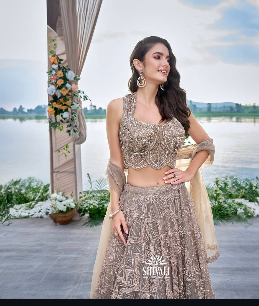 Beautiful designer heavily embroidery lengha with corset blouse