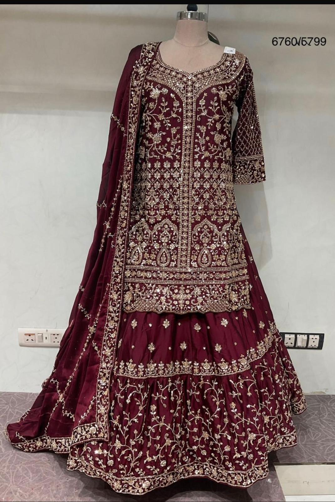 Beautiful designer long top lengha suit