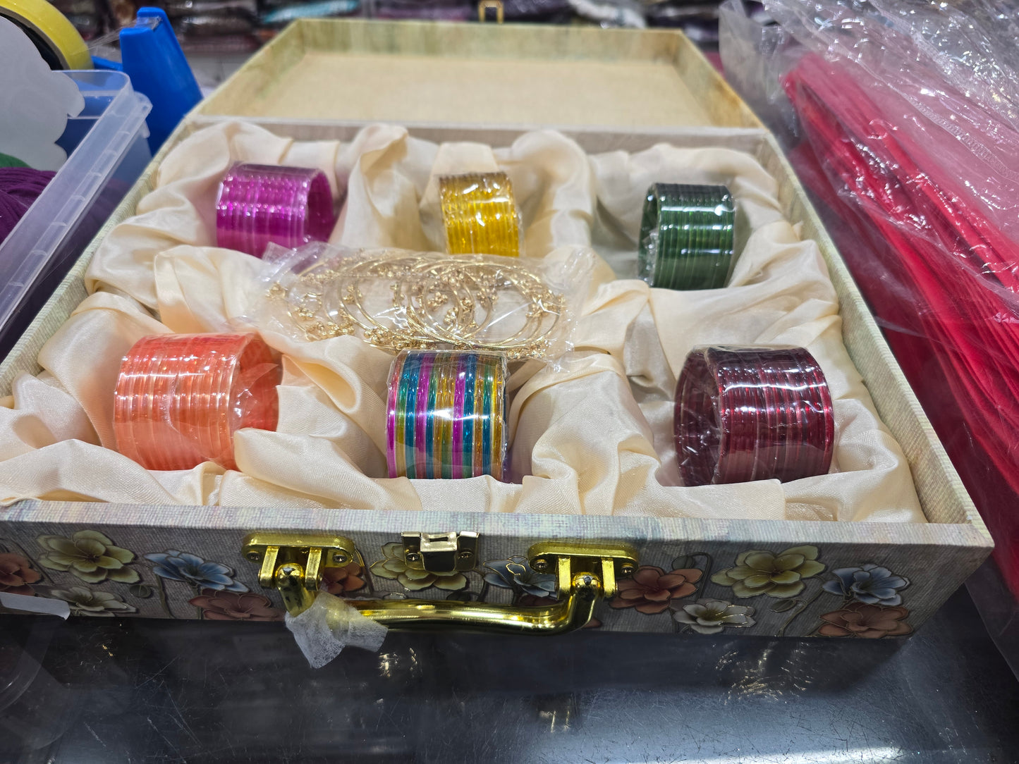Beautiful designer bangle box with bangles