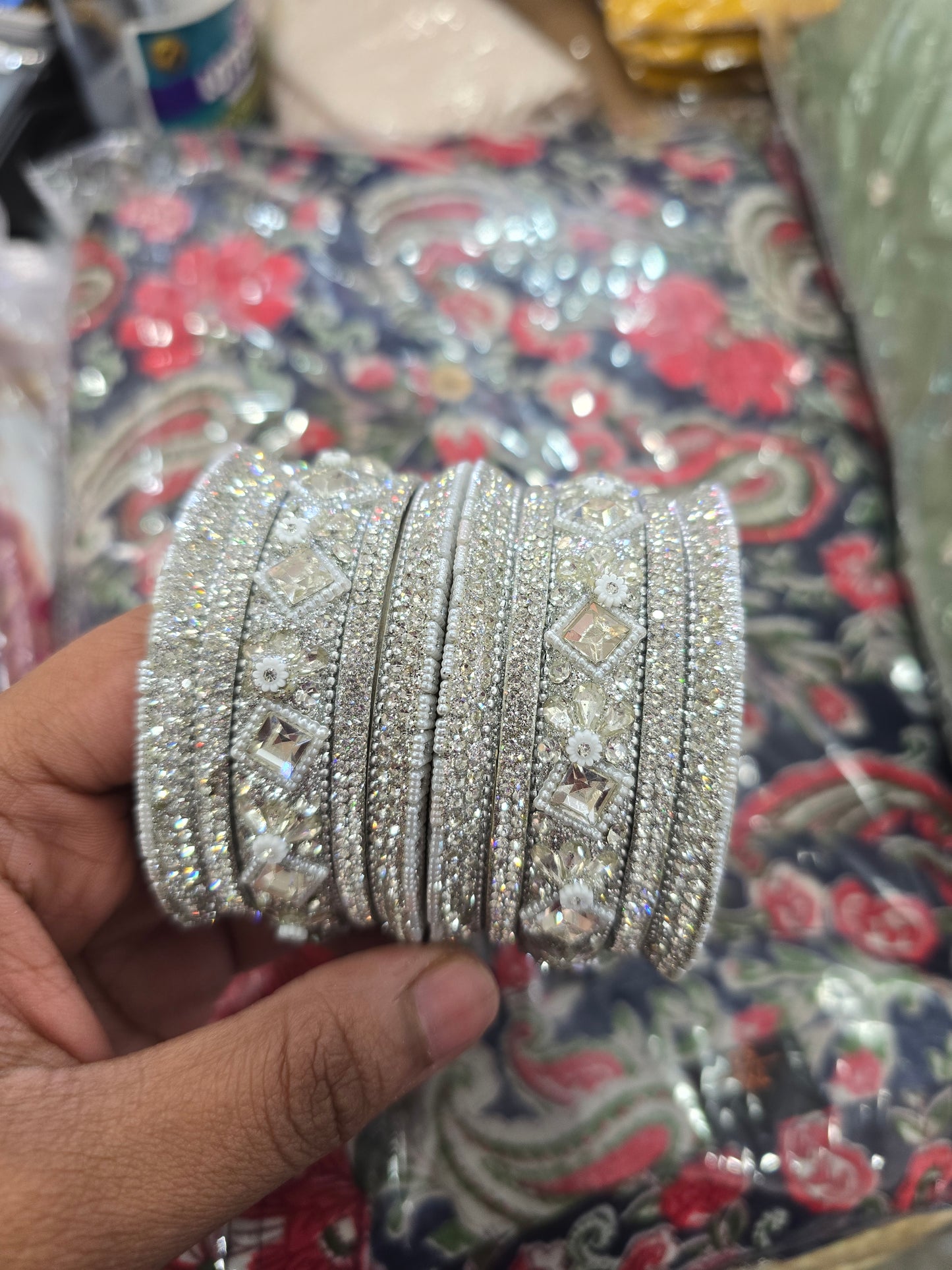 Beautiful designer silver bangle set
