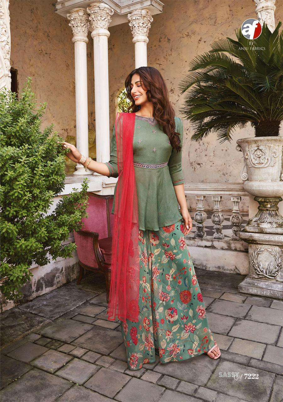 Beautiful designer casual plazo suit with peplum top