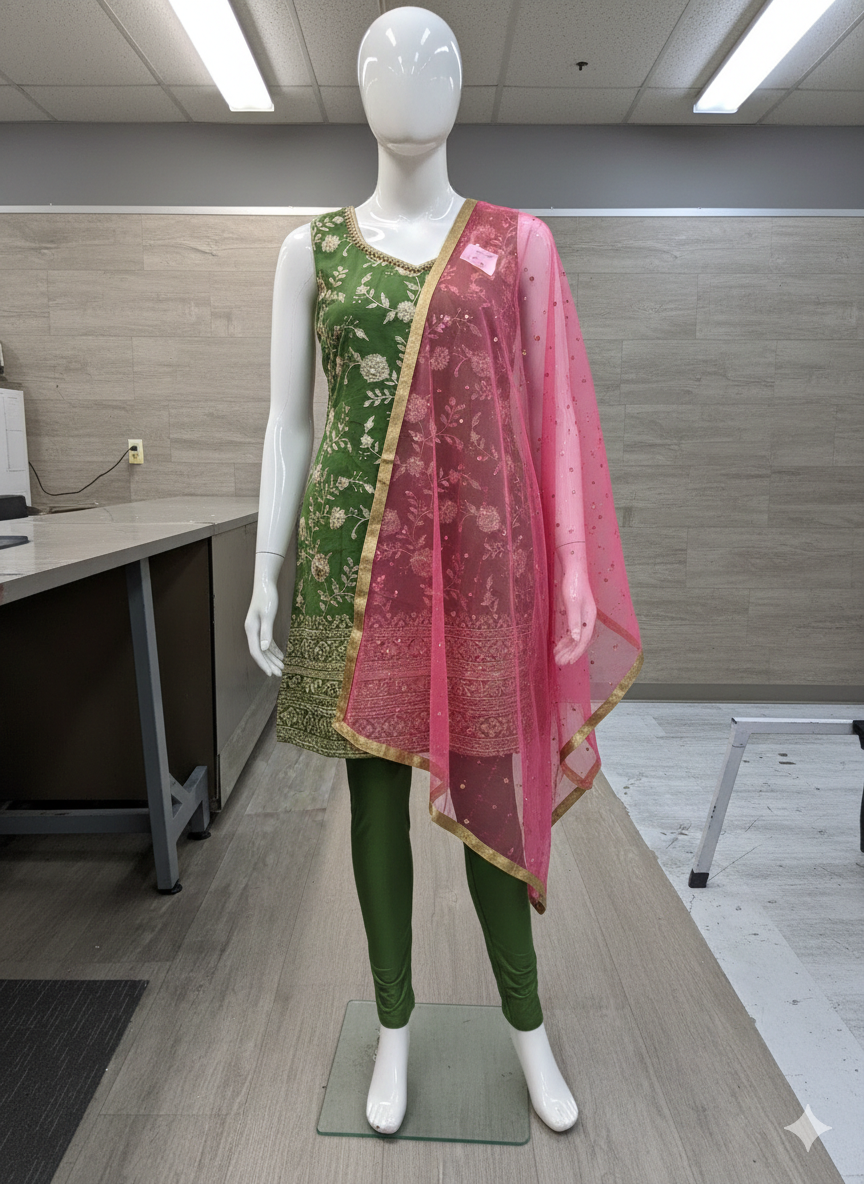 Beautiful designer straight suit with Churidar