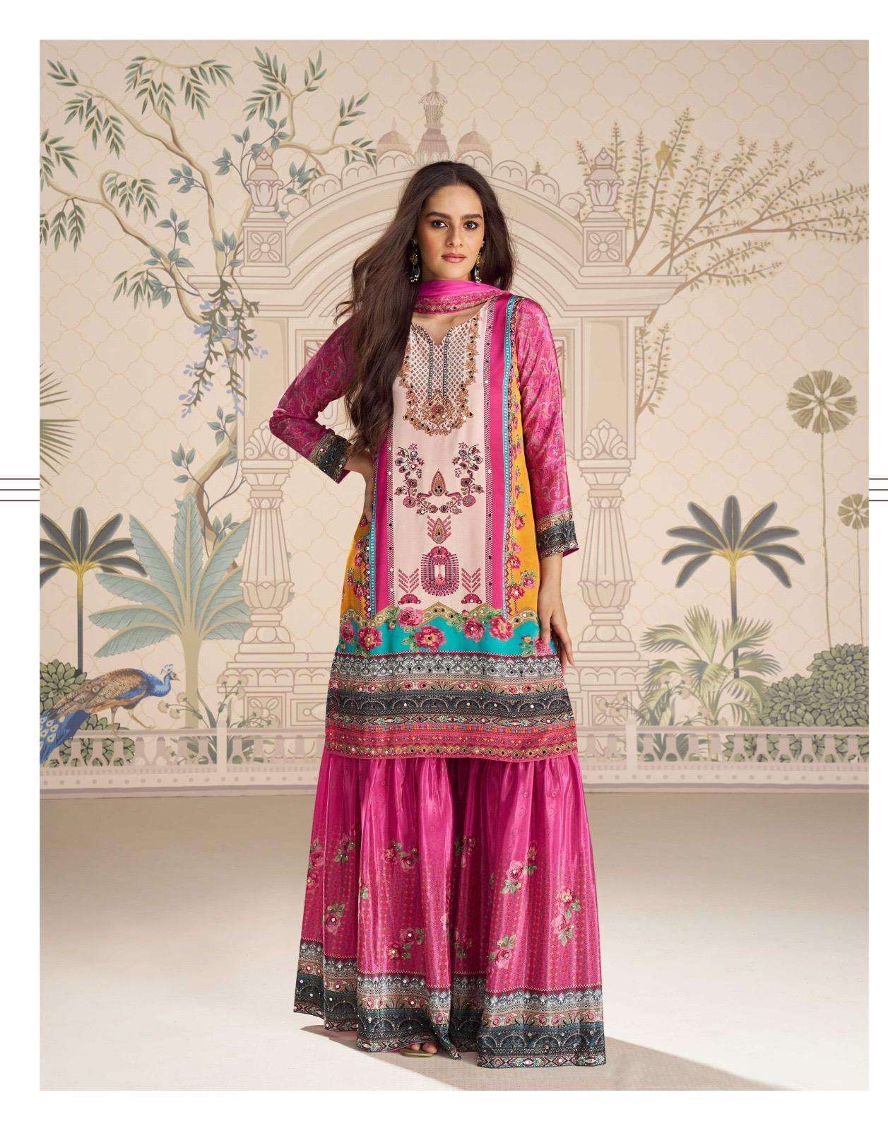 Beautiful designer printed sharara suit