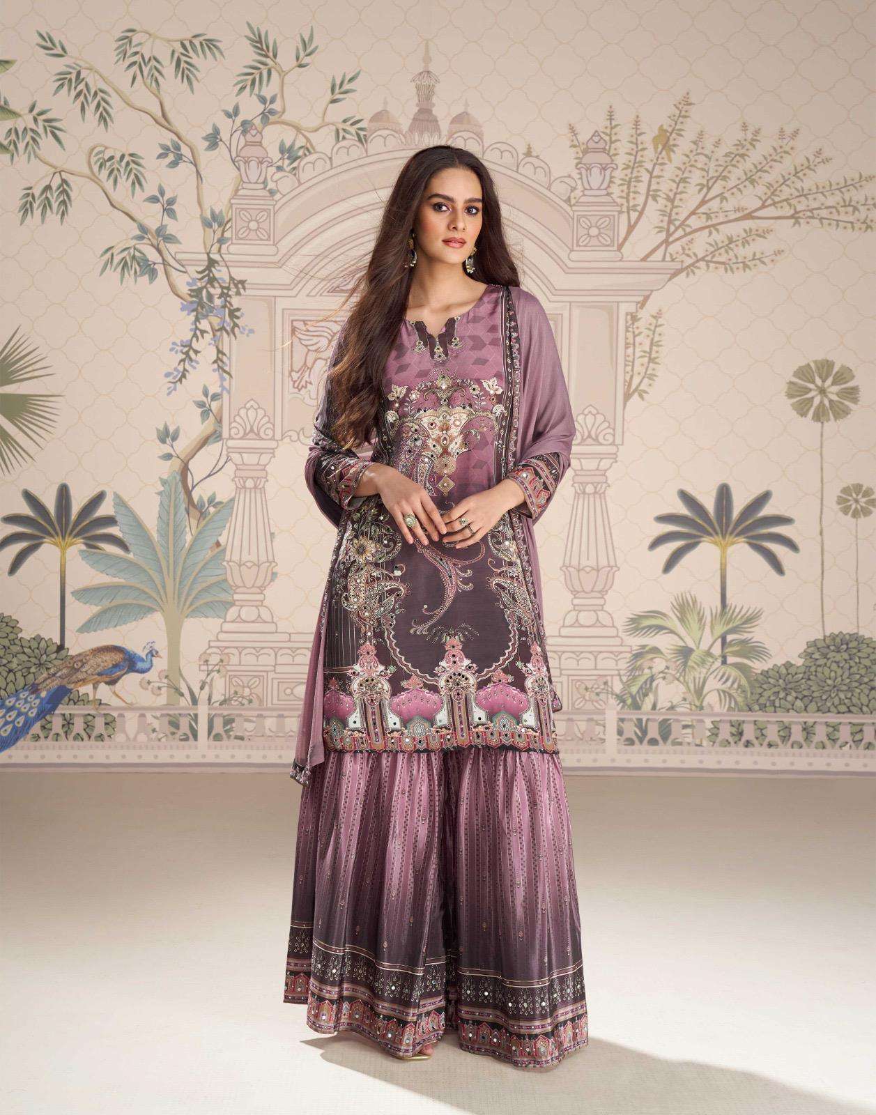Beautiful designer printed sharara suit