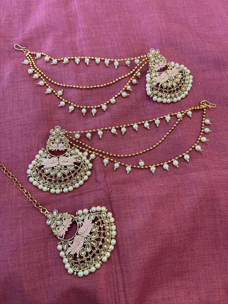 Beautiful designer bahubali earing tikkah set