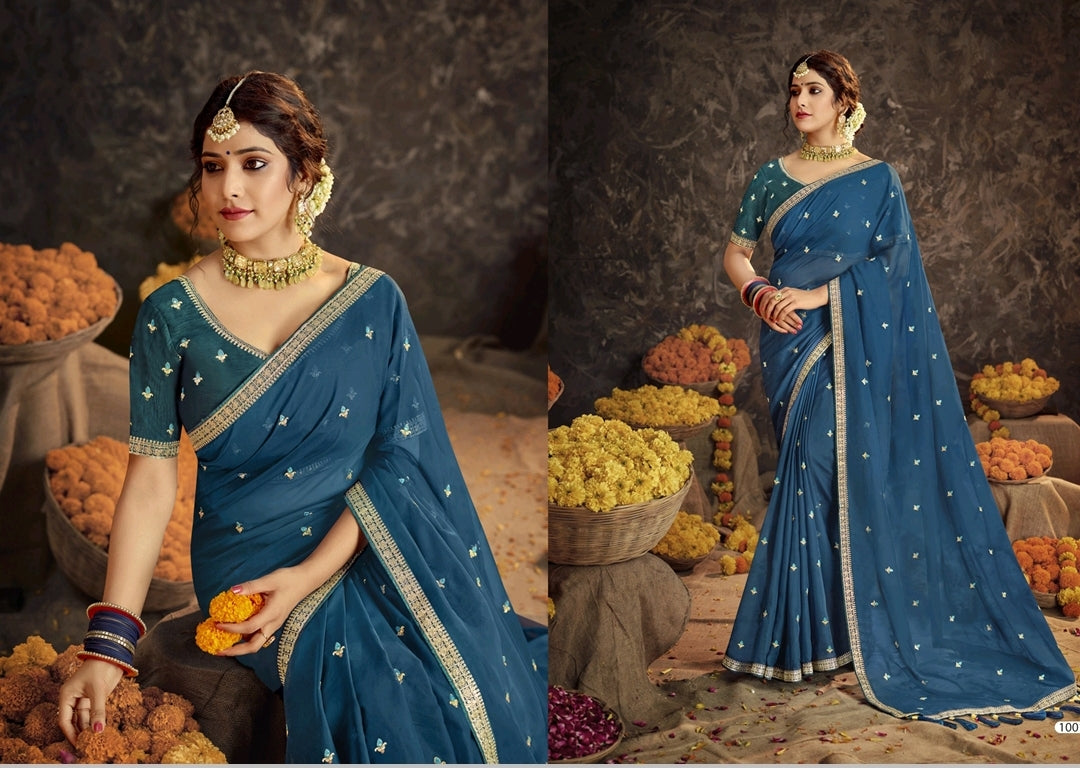 Beautiful designer saree with readymade blouse