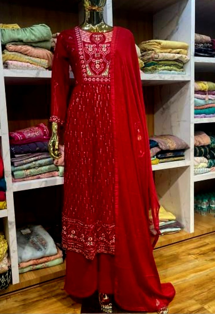 Beautiful designer Georgette With Nyra Cut Style Suits