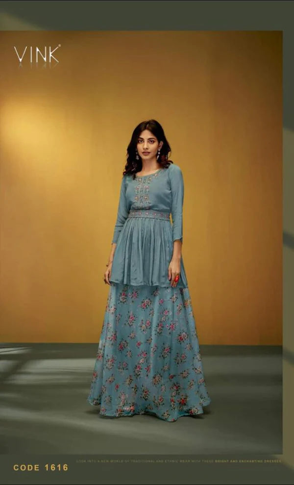 Beautiful designer Digital Indo Western Dress with floral lengha Ethnic arts of india Beautiful designer Digital Indo Western Dress with floral lengha Ethnic arts of india