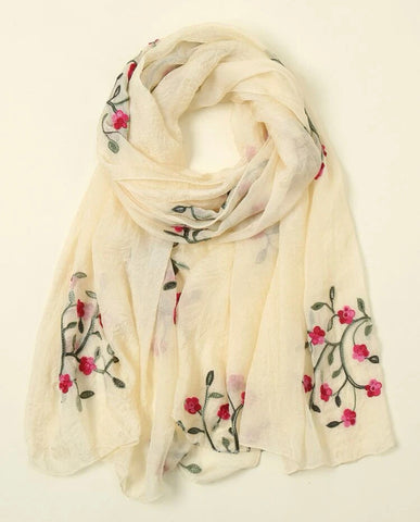 Beautiful designer floral embroidery scarf