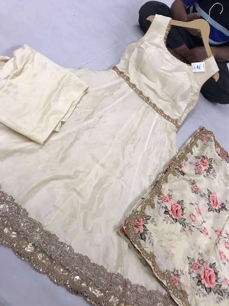 Beautiful designer short anarkali suits with sequins embroidery dupptt Ethnic arts of india Beautiful designer short anarkali suits with sequins embroidery dupptt Ethnic arts of india