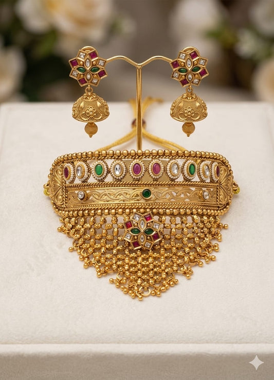 Beautiful designer gold plated necklace set