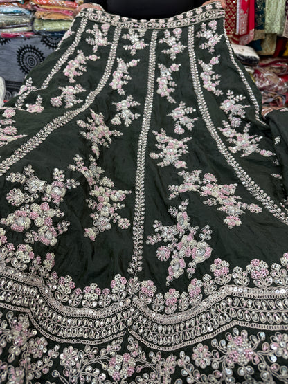 Beautiful designer semi stitched fully embroidery lengha