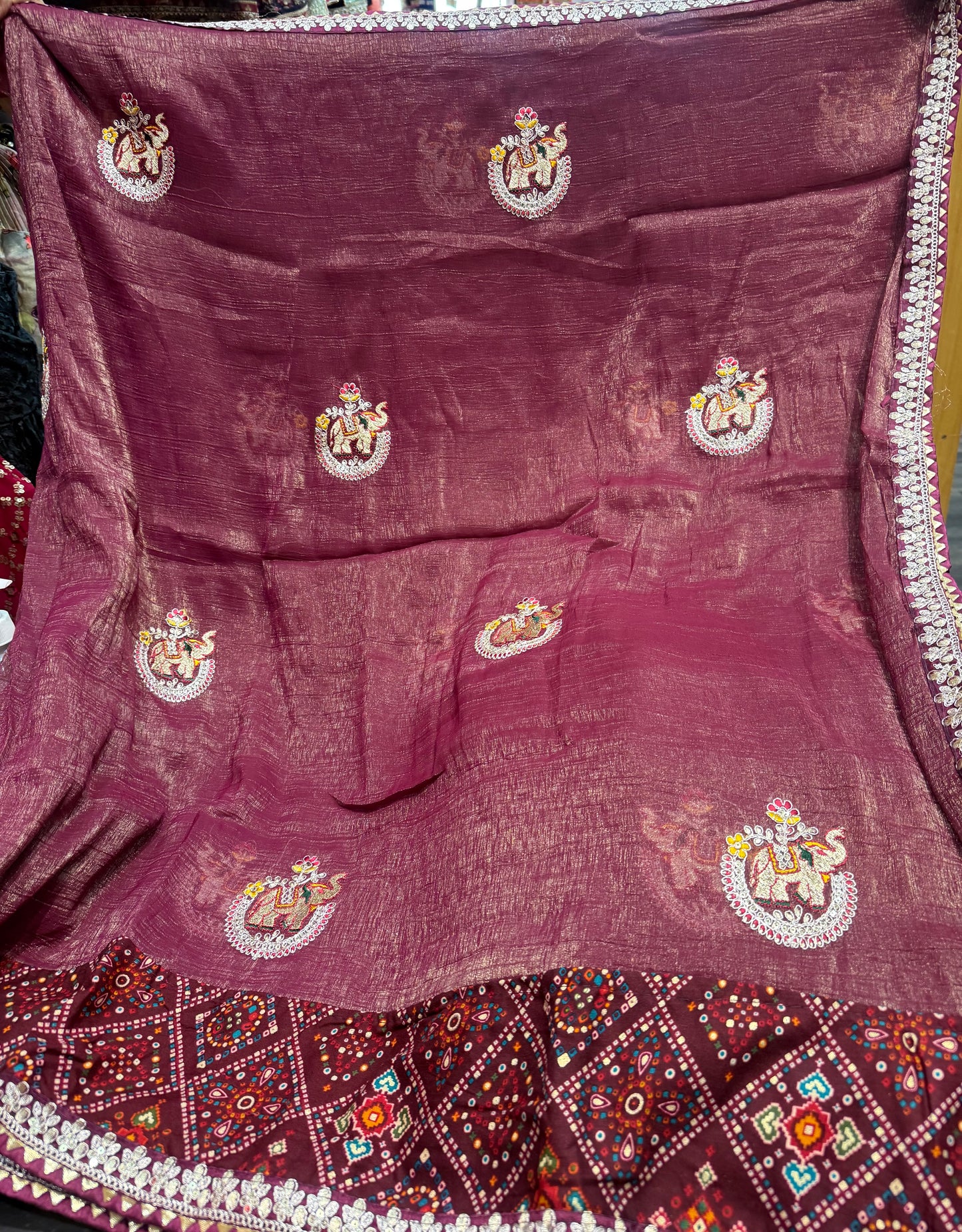 Beautiful designer Jimmy Choo bandhani saree