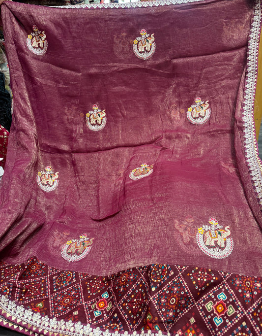 Beautiful designer Jimmy Choo bandhani saree