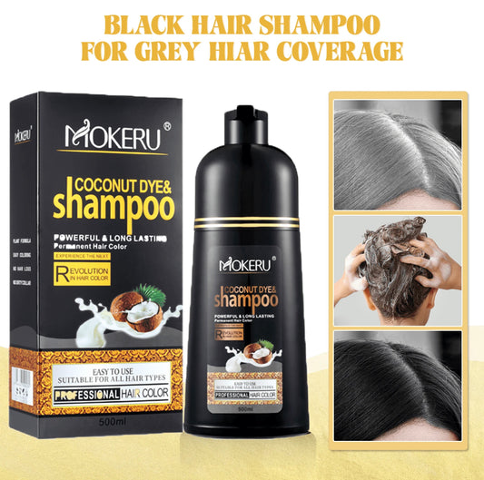 Coconut Black Hair Dye Shampoo For Gray Hair, Semi-Permanent Hair Color Shampoo For Women And Men