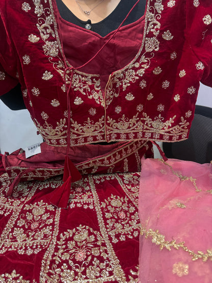 Beautiful designer bridal velvet readymade lengha