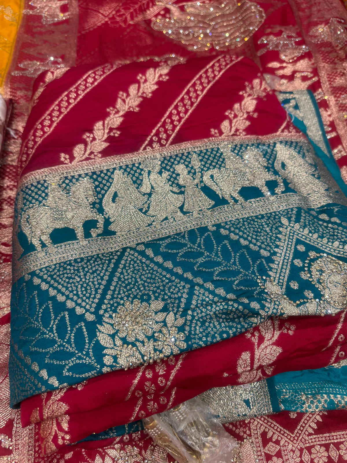 Beautiful designer silk saree with matching silk dupatta
