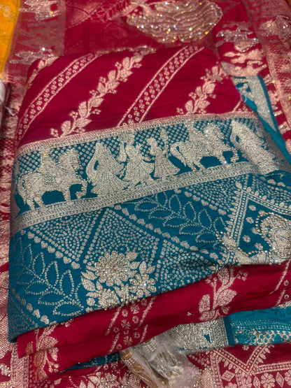 Beautiful designer silk saree with matching silk dupatta