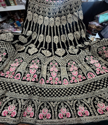 Beautiful designer bridal velvet unstitched lengha
