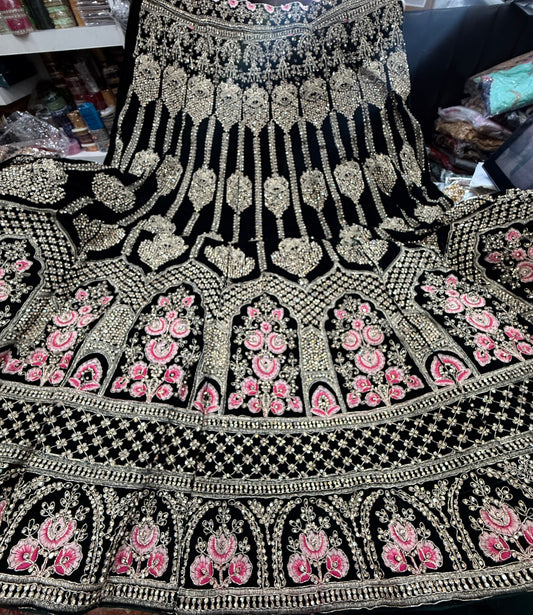Beautiful designer bridal velvet unstitched lengha