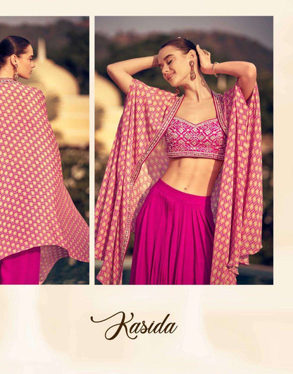 Beautiful designer indowestern top with skirt & shrug