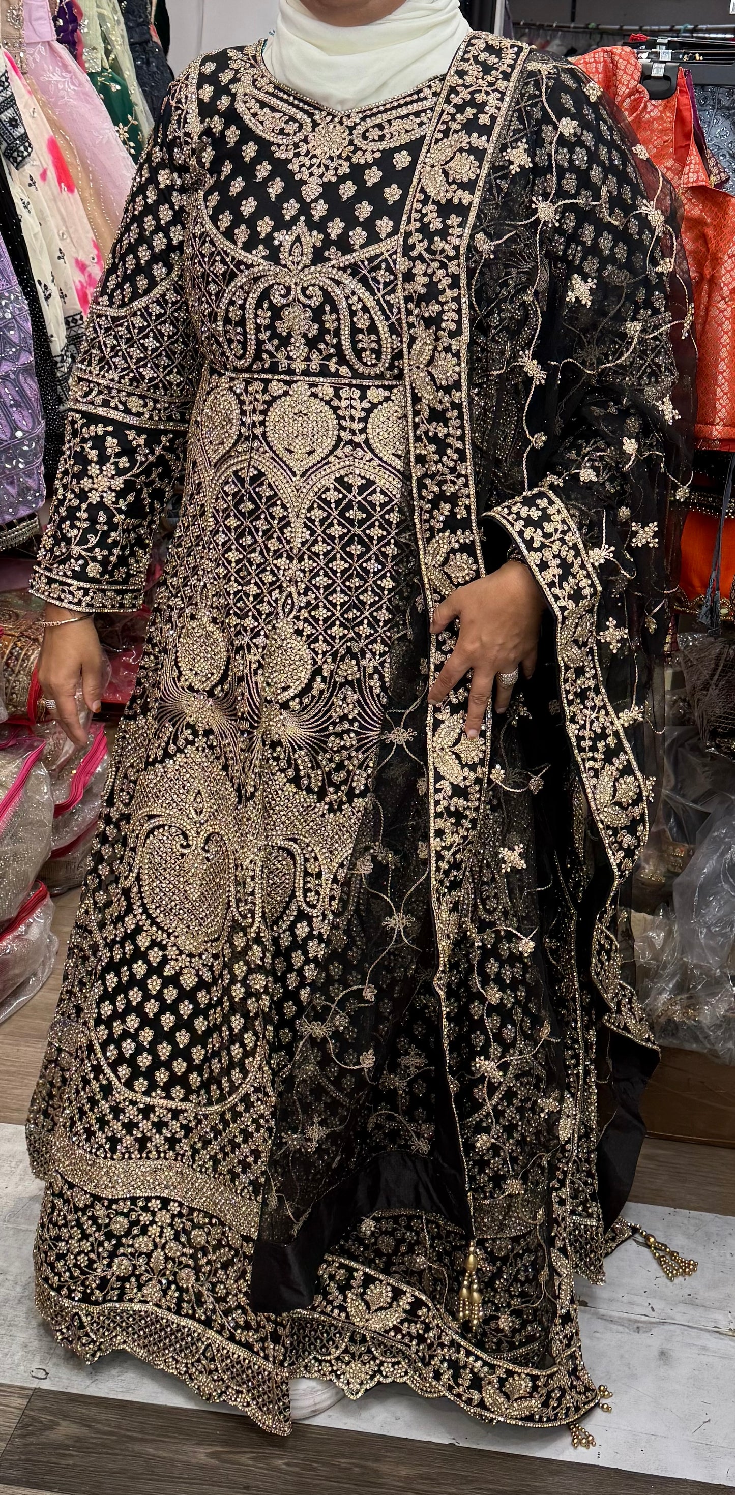 Beautiful designer fully hand embroidery gown