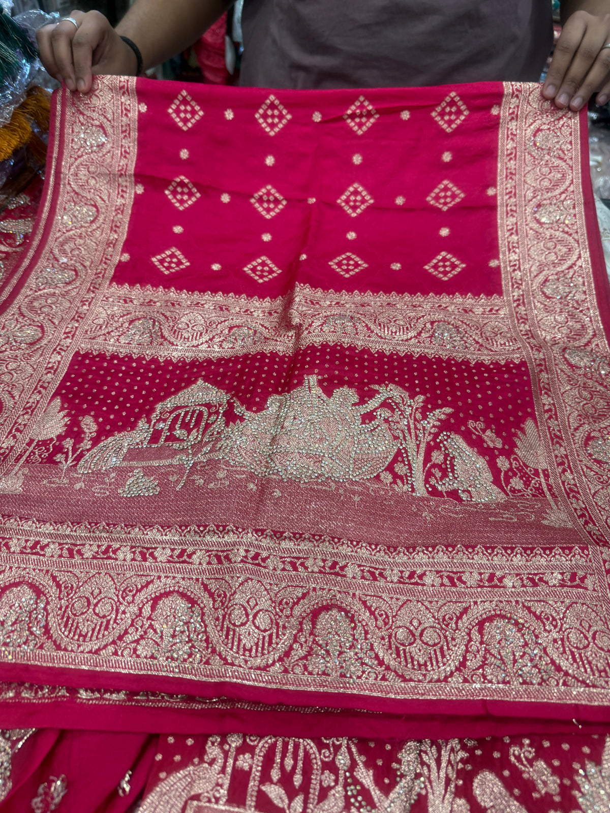Beautiful designer silk saree with matching silk dupatta